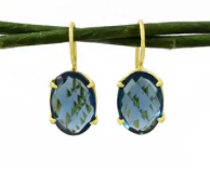 Oval Prong Gemstone Earrings Gold