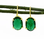 Oval Prong Gemstone Earrings Gold