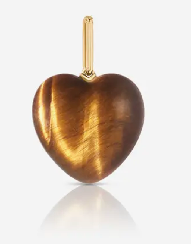 Gem Tigers Eye Heart Charm