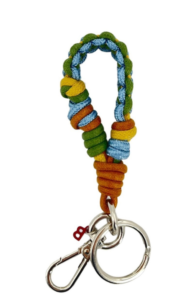 Harold Key Ring Green Blue & Camel