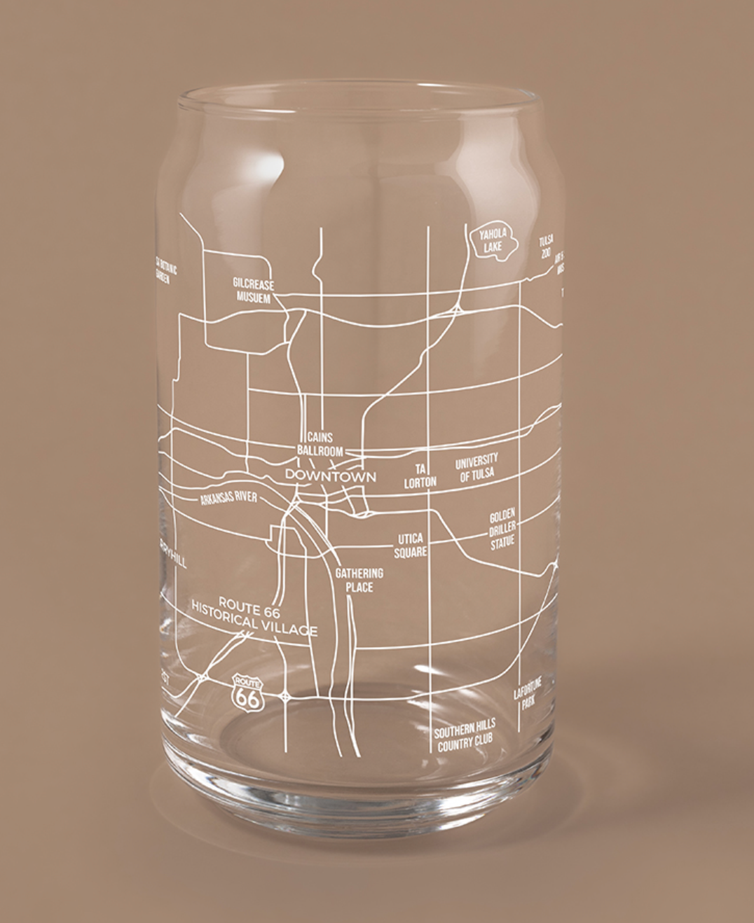 Tulsa City Map Drink Glass