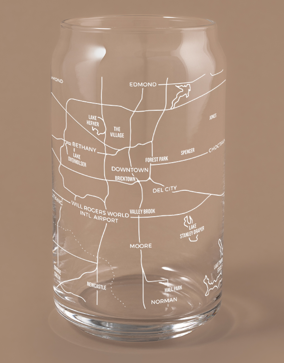 Oklahoma City Map Drink Glass