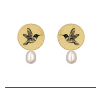 Hummingbird Pearl Stud Earrings