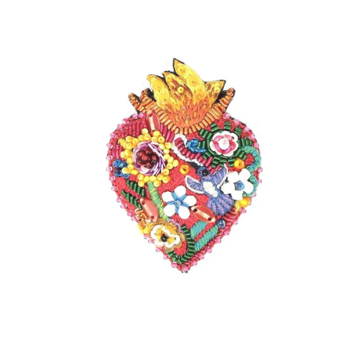 Flaming Heart Brooch Pin