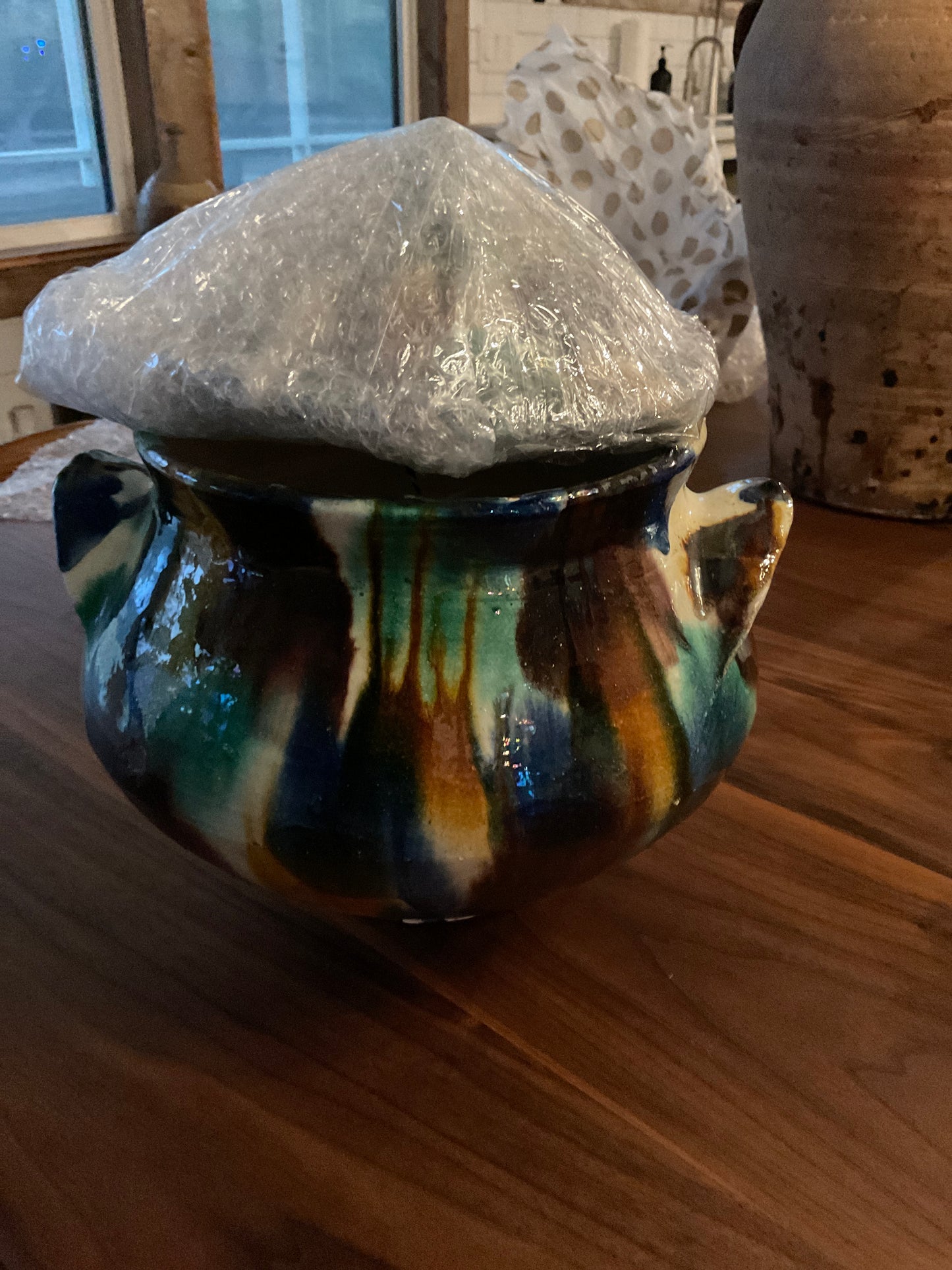 Multi Colored Spanish Pot With Lid