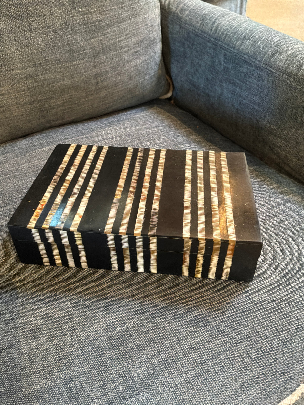 Black Horn Box with Carving