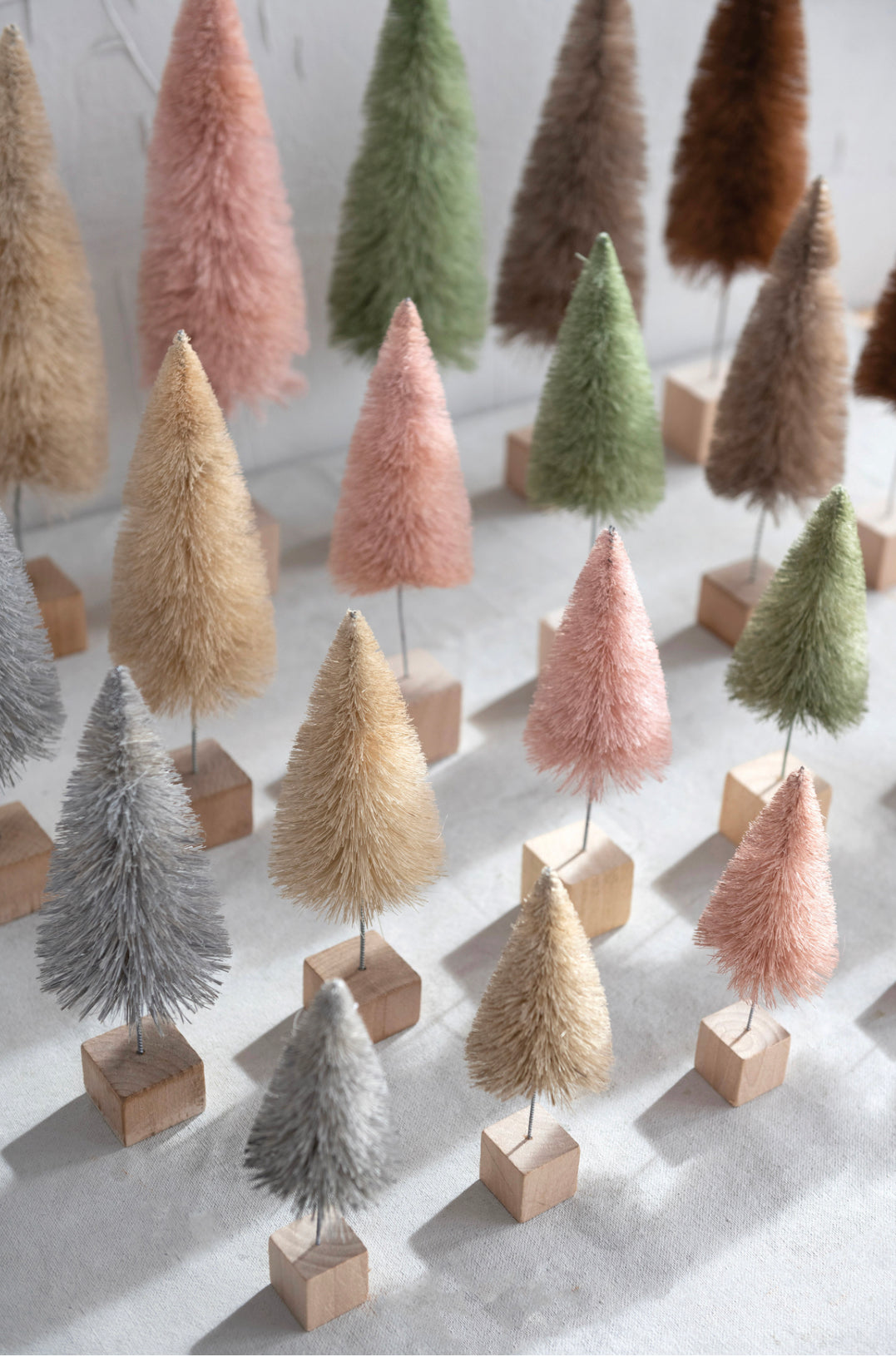 Sisal Bottle Brush Tree with Wood Base, 6 Colors