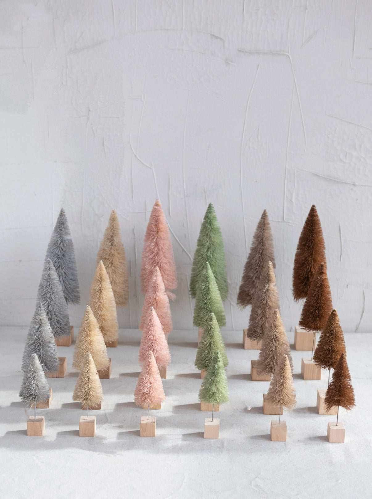 Sisal Bottle Brush Tree with Wood Base, 6 Colors