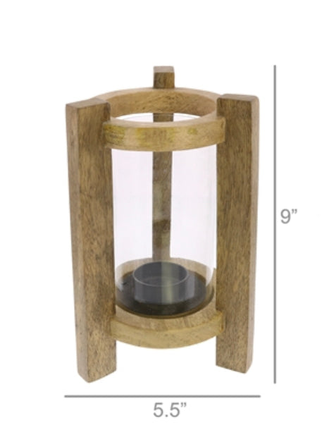 Wood Hurricane with Glass