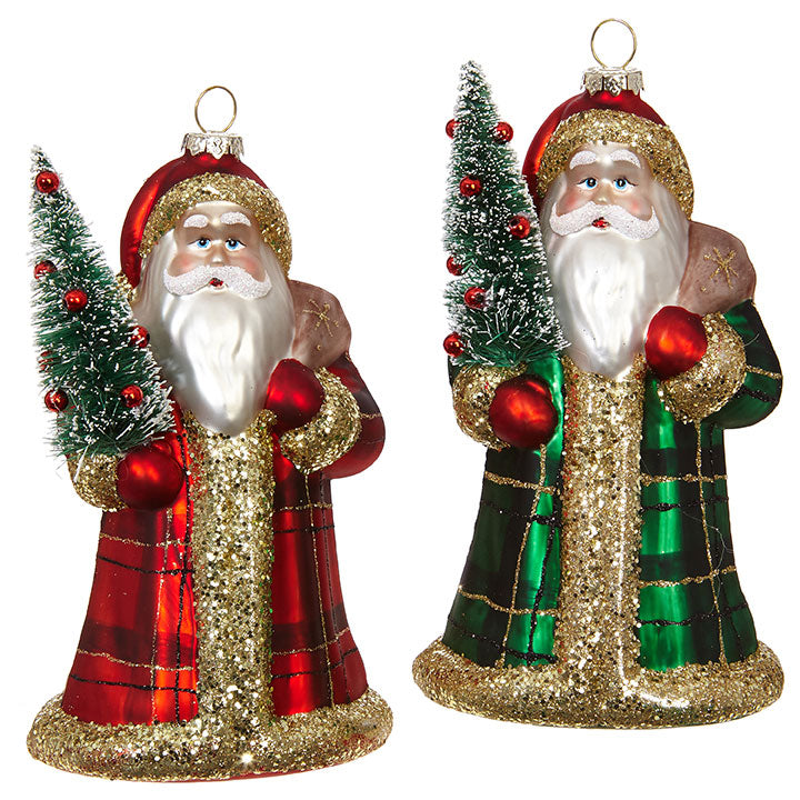 Plaid Santa Ornament
