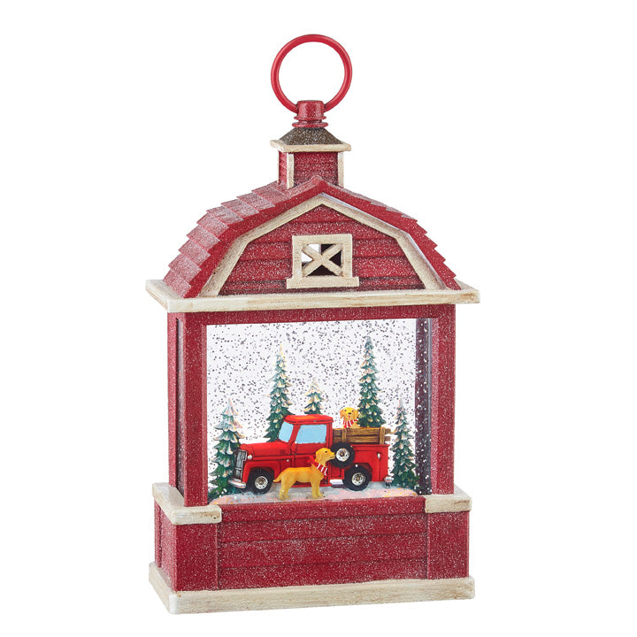 Truck and Dogs Lighted Water Barn