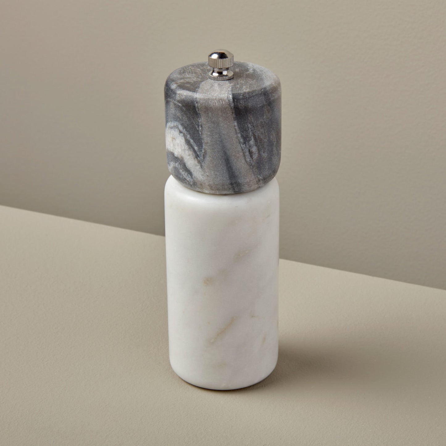 White & Gray Marble Salt and Pepper Mill