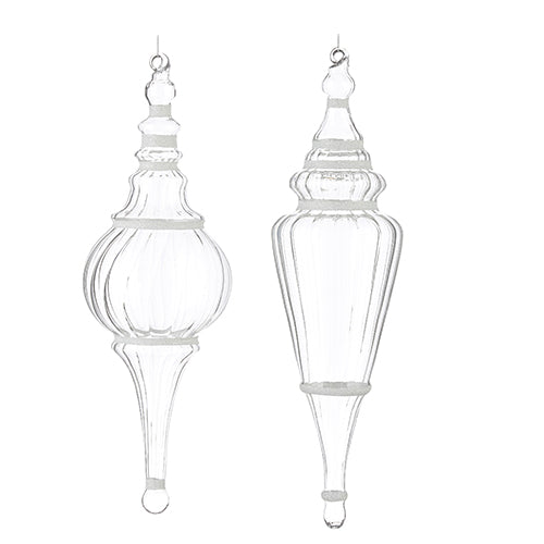CLEAR FINIAL WITH GLITTER ORNAMENT