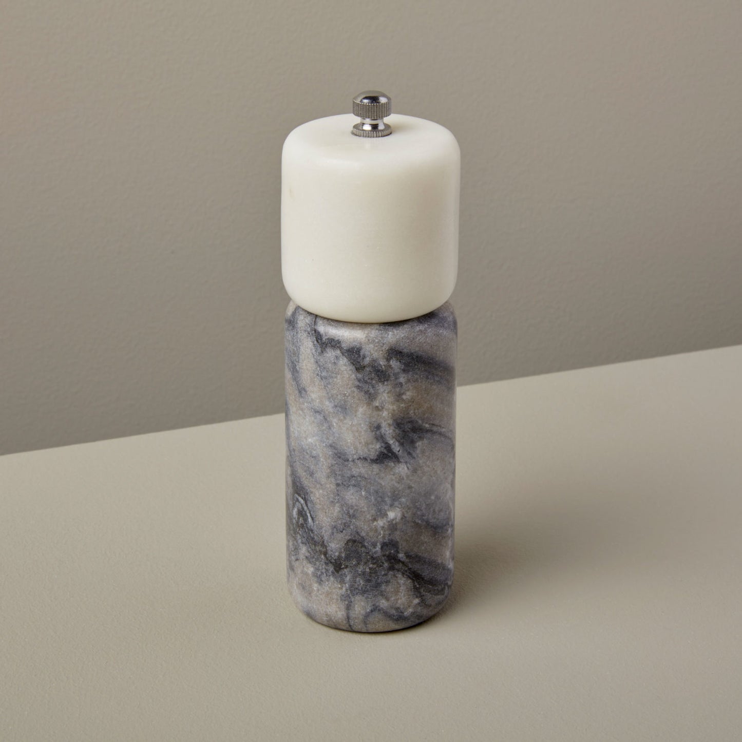 White & Gray Marble Salt and Pepper Mill