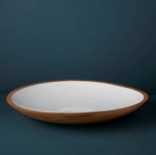 Load image into Gallery viewer, Mango Wood and White Enamel Bowl
