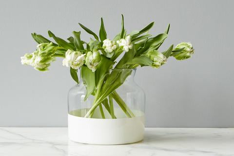 White Color Block Flower Vase