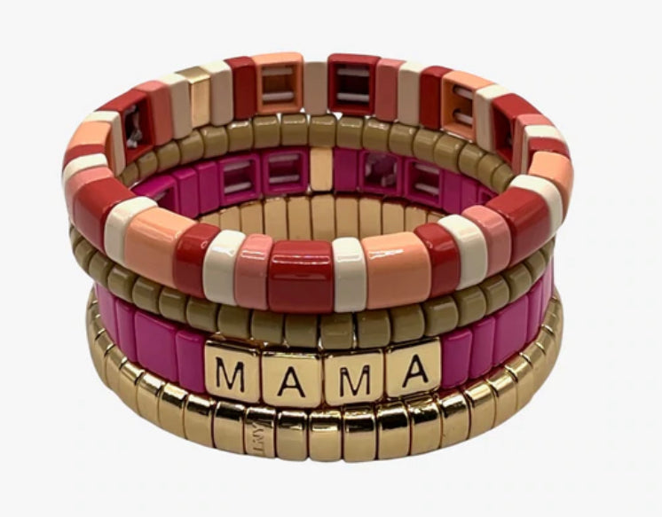Rounded Enamel Tile Bracelet in Gold
