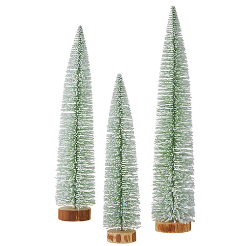 THIN SNOWY BOTTLE BRUSH TREES Set of 3