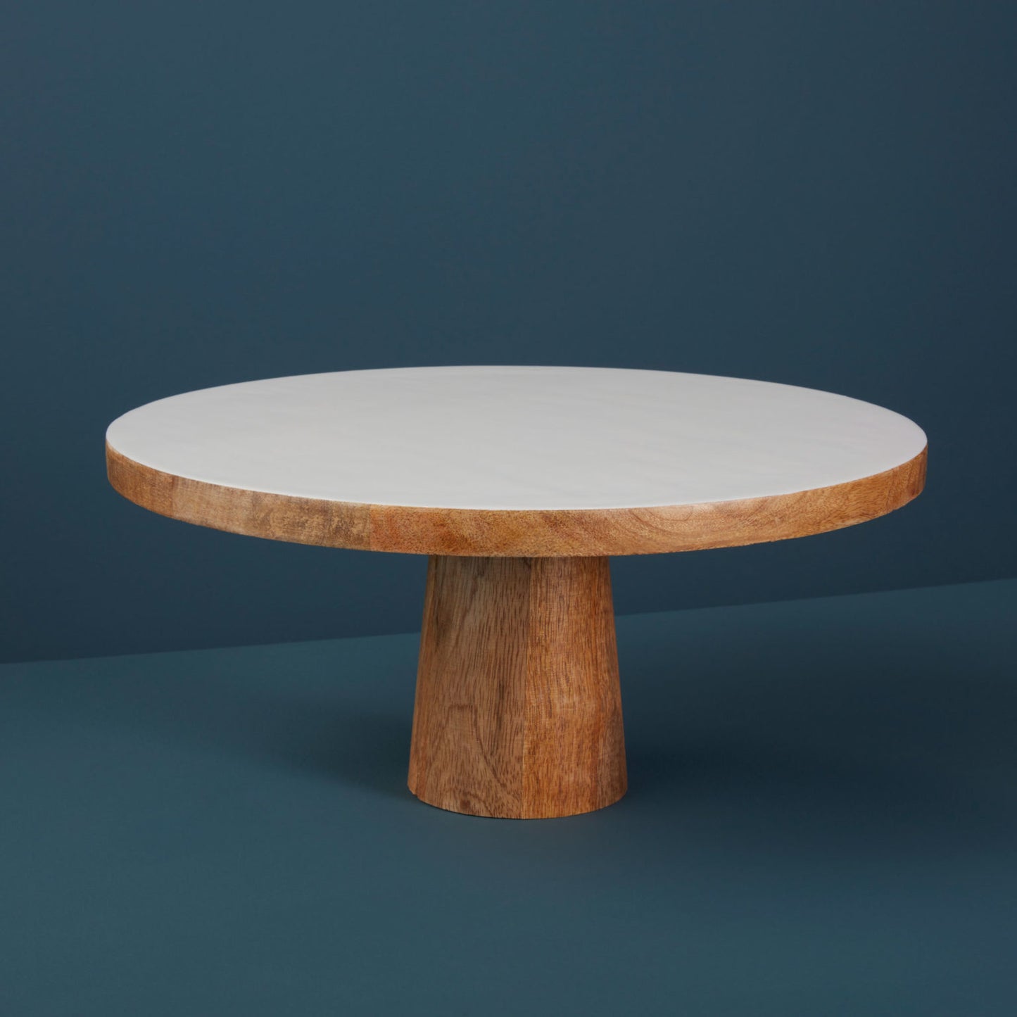 Mango Wood & White Enamel Cake Stand