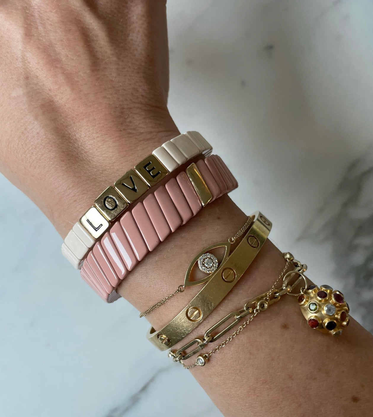 Ivory and Gold Love Bracelet