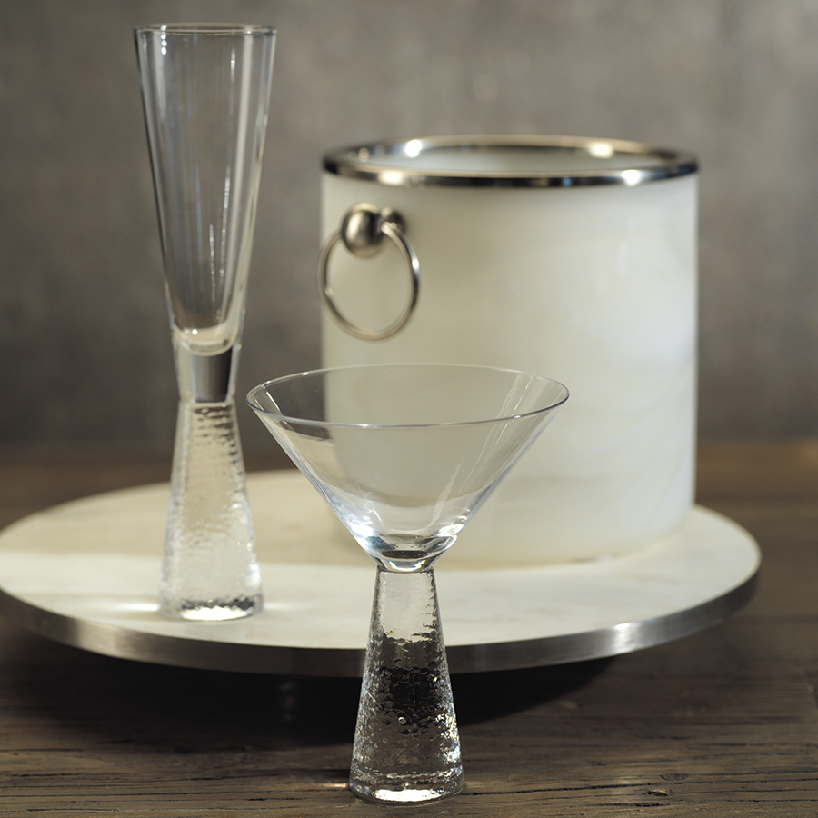 Livogno Champagne Flute on Hammered Stem