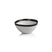 Load image into Gallery viewer, Trento White Ceramic Bowl with Black Volcanic Rim
