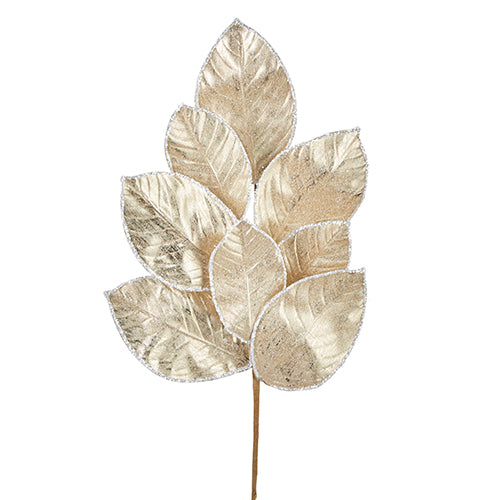 GOLD GLITTERED MAGNOLIA LEAF SPRAY