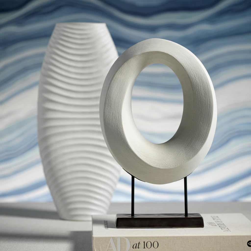 White Porcelain Oval Twist on Stand