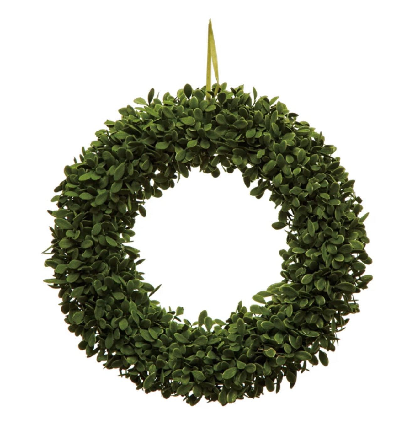 Round Flocked Faux Boxwood Wreath, Green