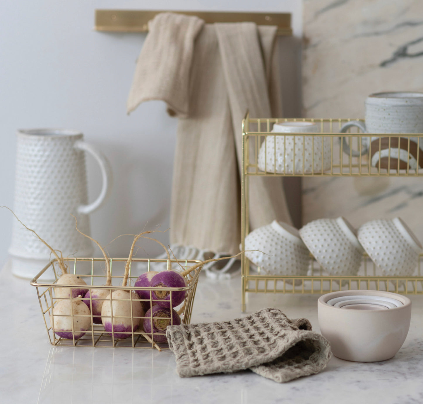 Metal 2-Tier Dish Drainer, Gold Finish