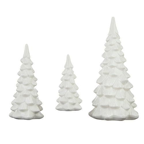 WHITE CERAMIC TREES Set of 3