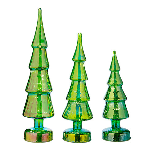 GREEN IRIDESCENT LIGHTED TREES