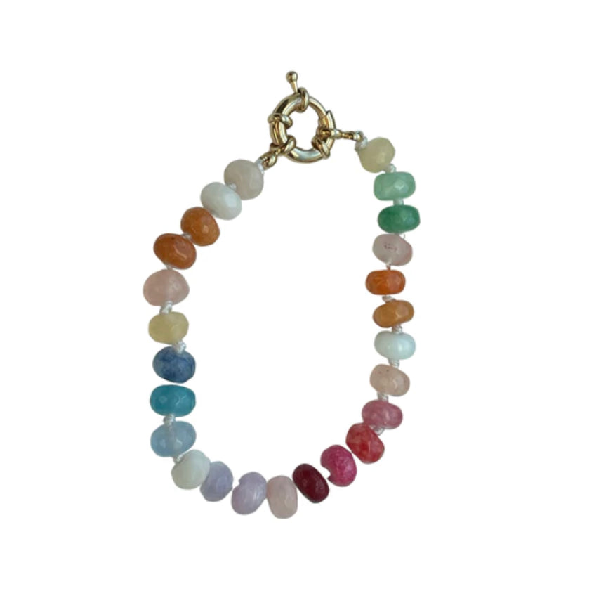 Rainbow Knotted Semi Precious Bracelet