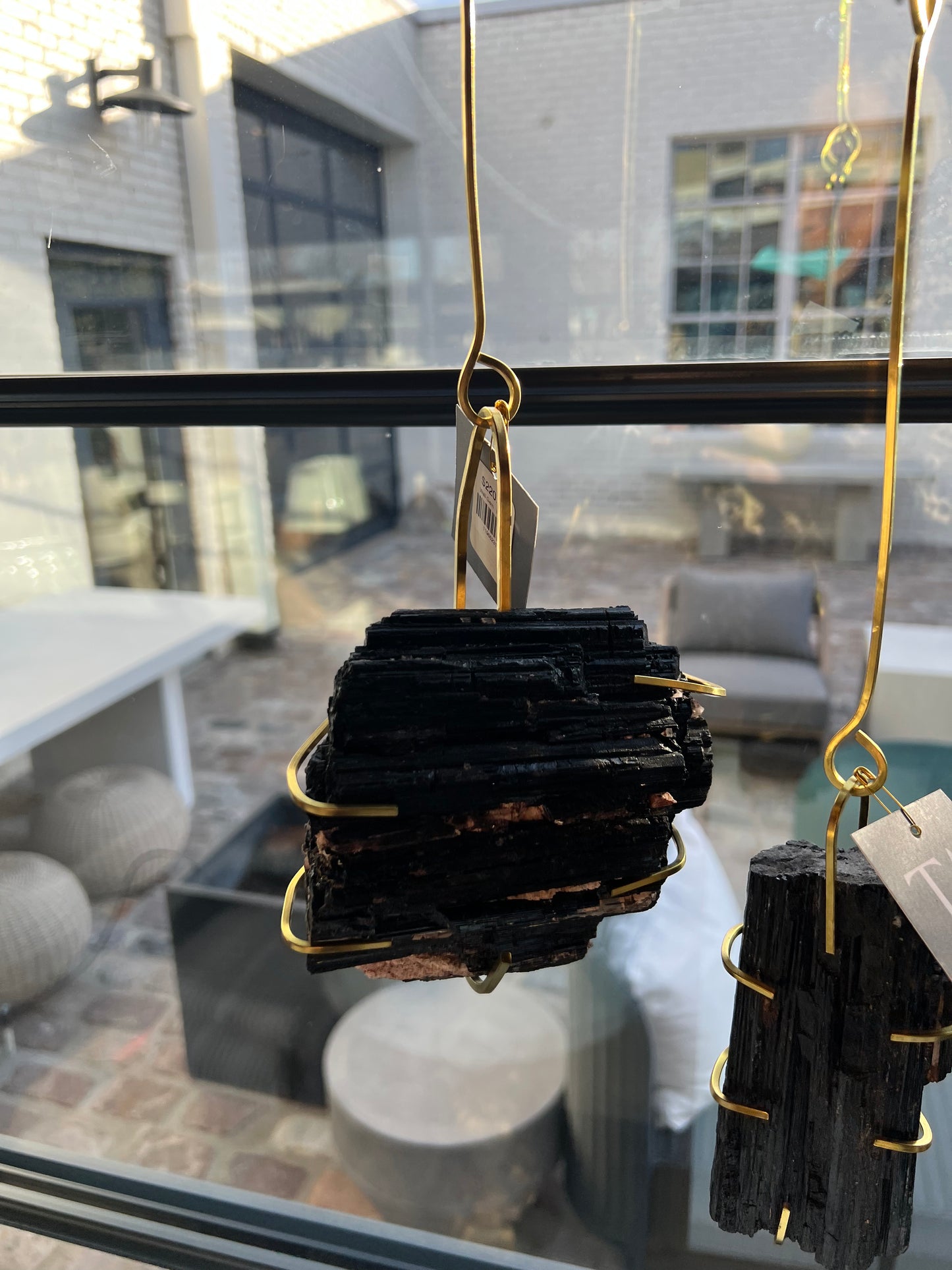 Wall Gem - Large Tourmaline + Brass Hanging
