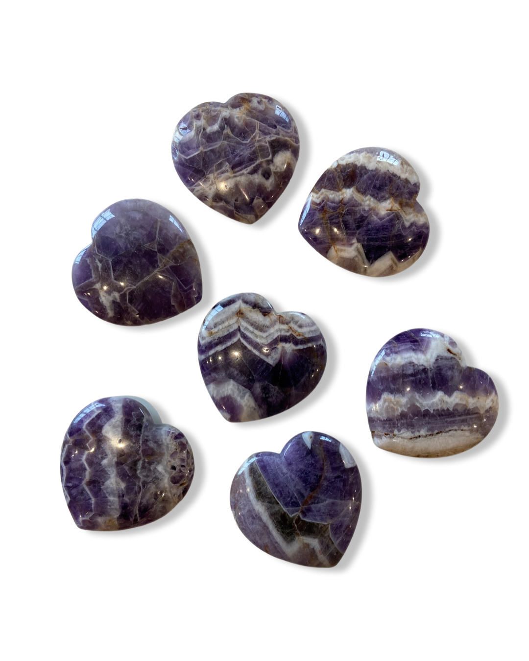 Amethyst Flat Stone Hearts