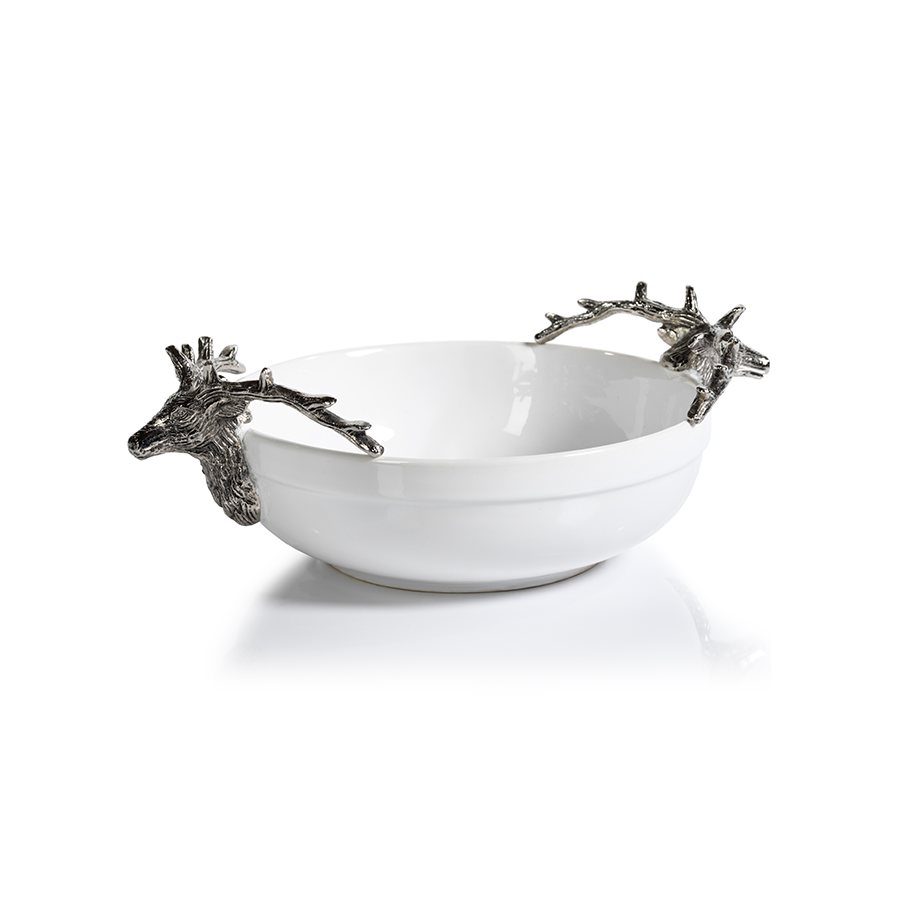 Ceramic and Metal Stag Head Bowl