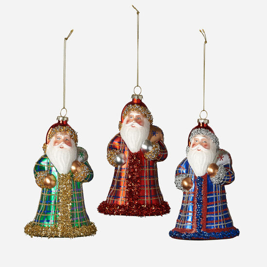 Plaid Santa Ornament