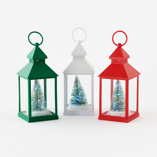 Lantern with Lighted Tree