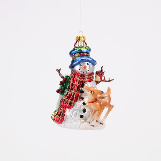 Snowman w/Deer Ornament