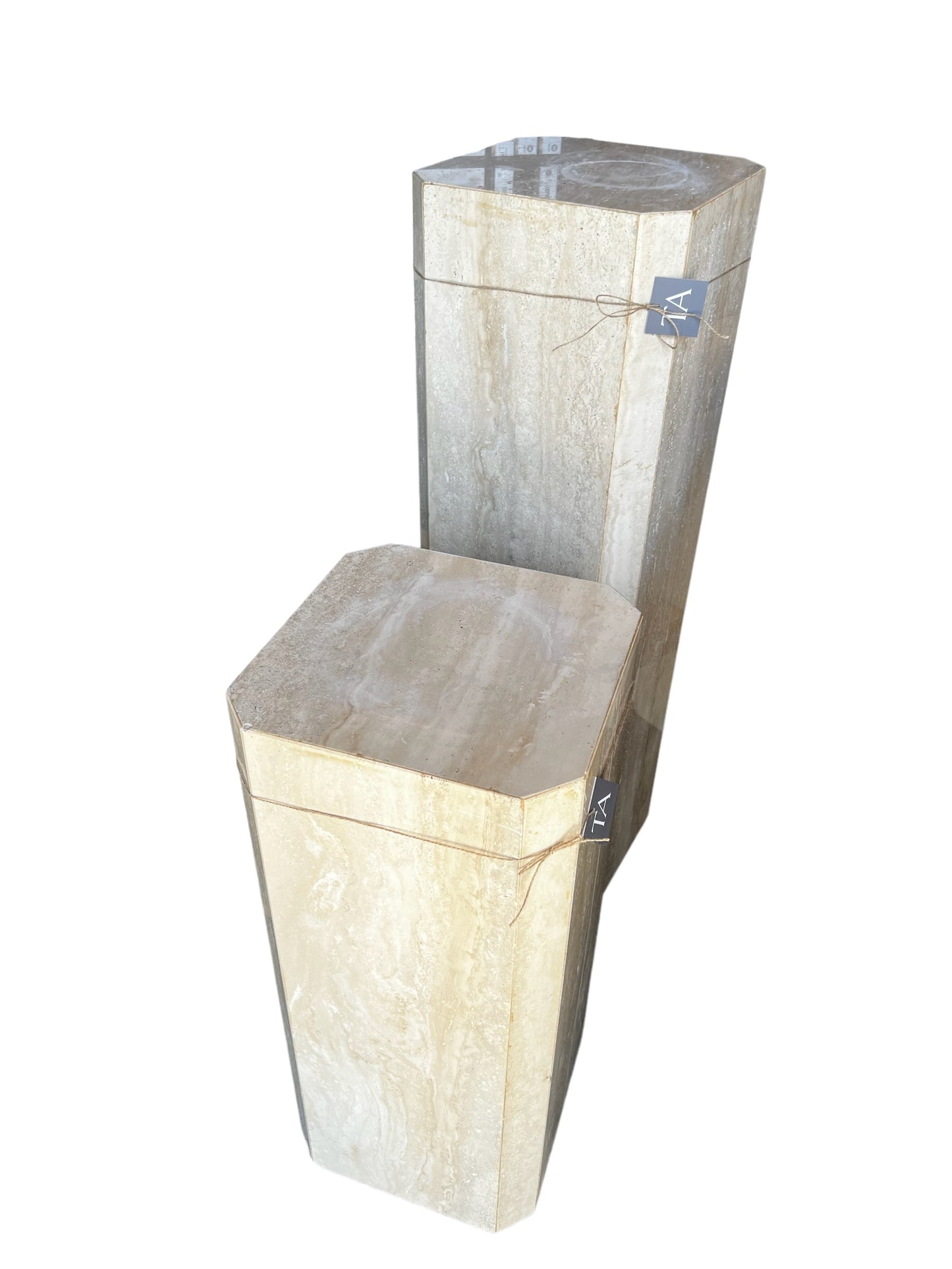 Pair of Italian French Travertine Columns