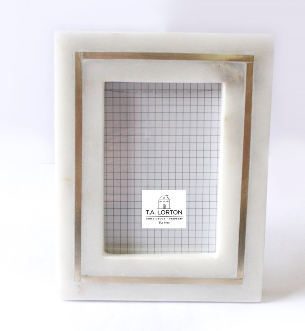 Marble Frame with Brass Inlay