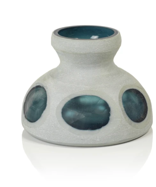 Double Wall Gray and Blue Glass Vase