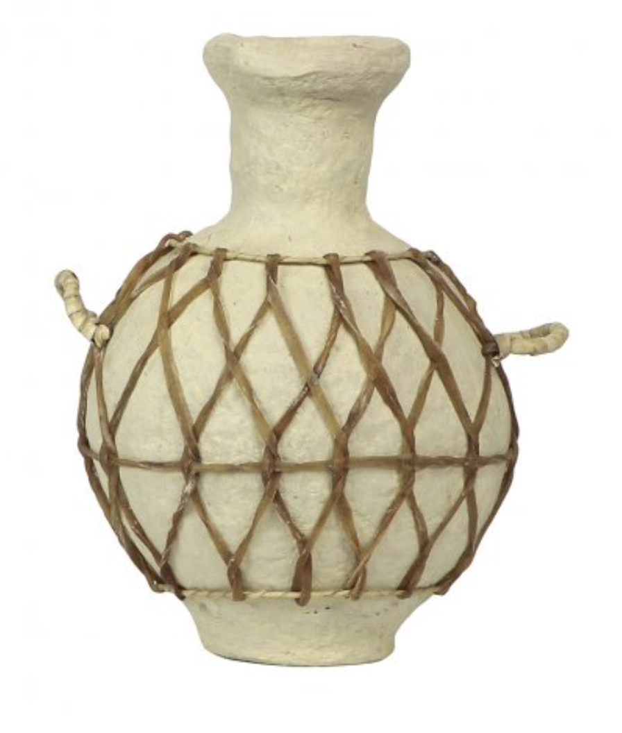 Paper Mache Vessel with Leather