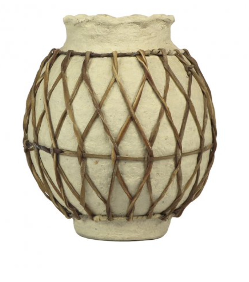 Paper Mache Vessel with Leather