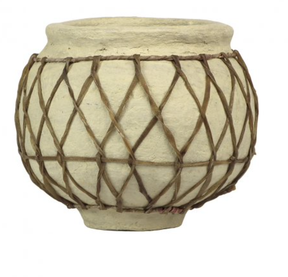 Paper Mache Vessel with Leather