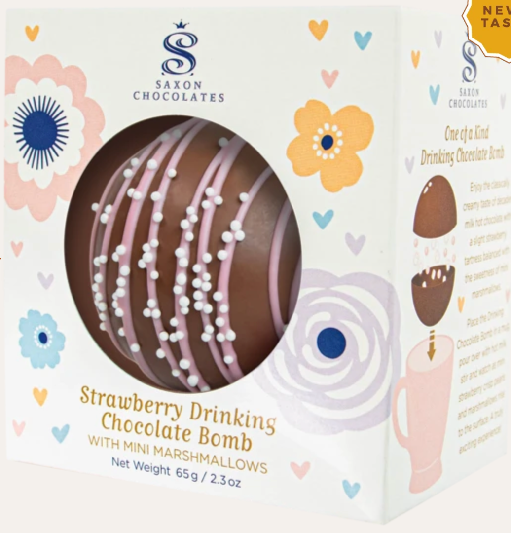 Strawberry Drinking Chocolate Bomb with Mini Marshmallows Box