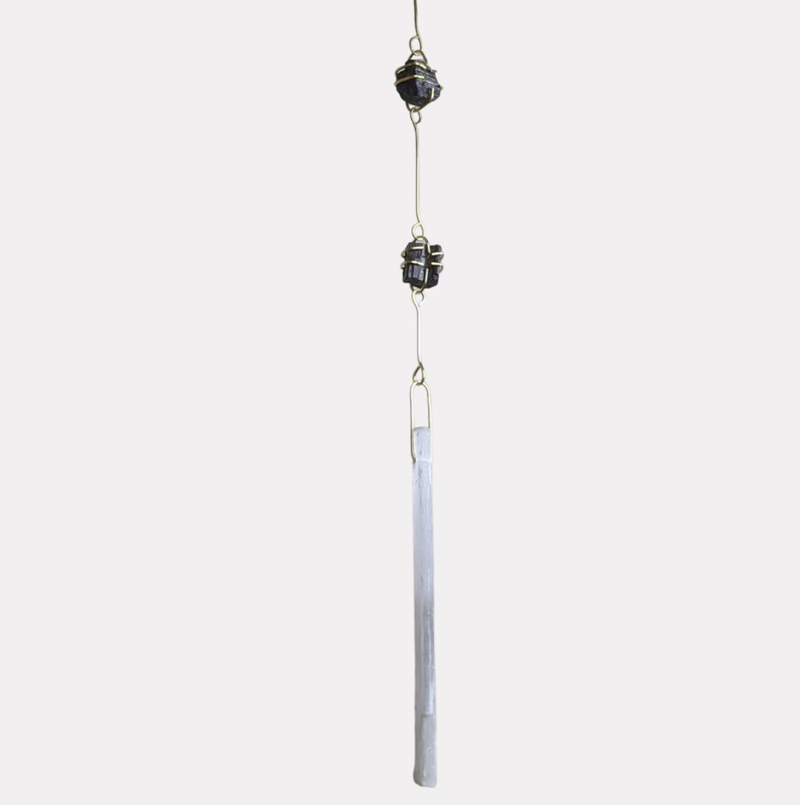 Wall Gem - Double tourmaline + selenite drop