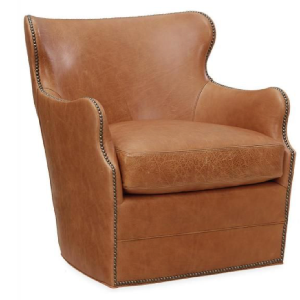 L1993-01SW Leather Swivel Chair - Chamois Linen