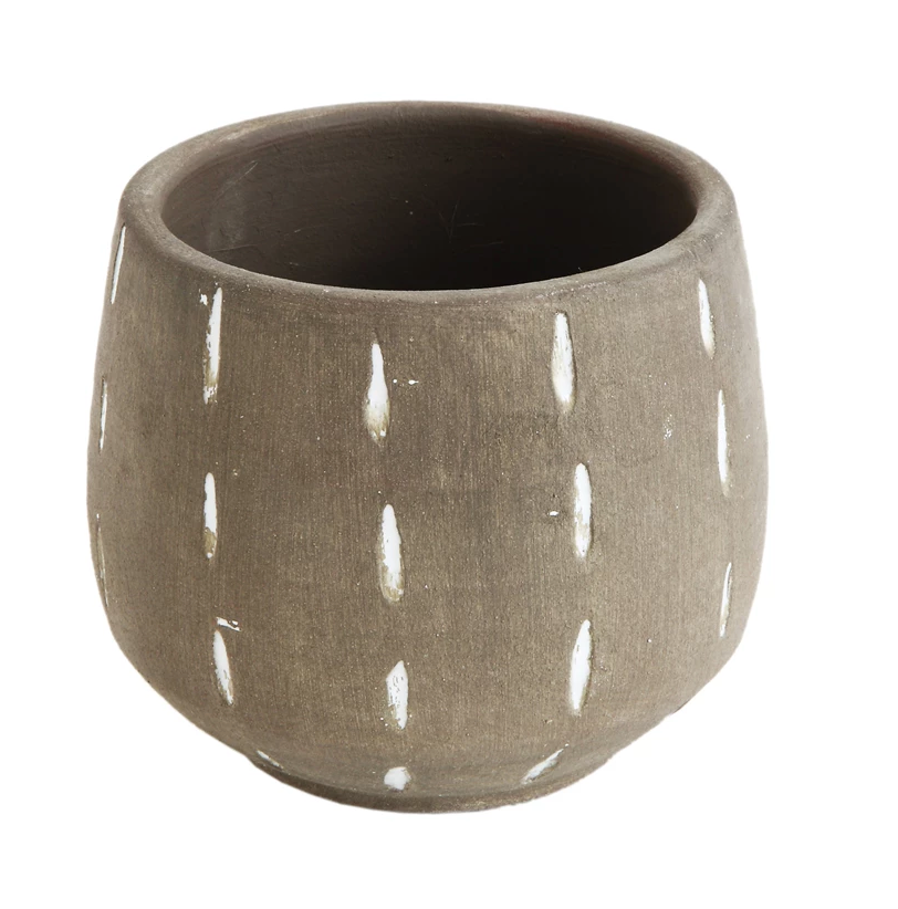 Terra Cotta Planter with Debossed Lines