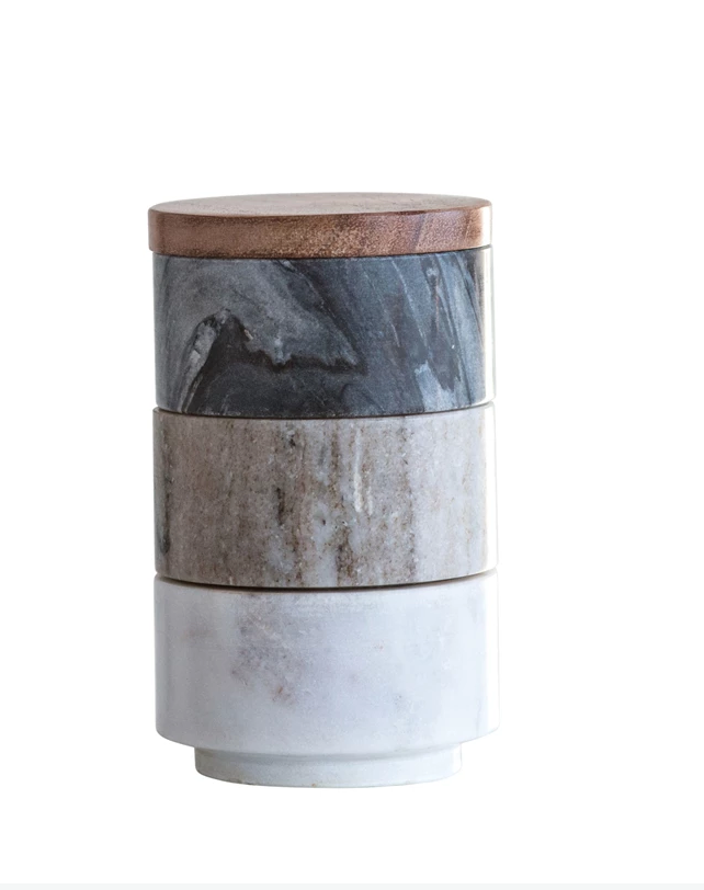 Stacking Marble Pinch Pots